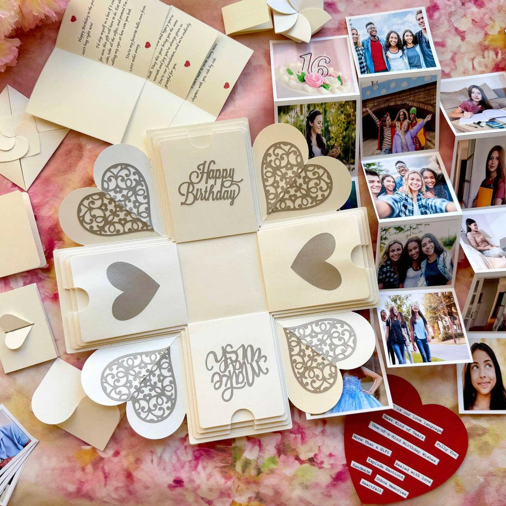 Personalized Explosion Gift Box | Handmade Photo Memory Box | Anniversary, Birthday & Valentine's Gift