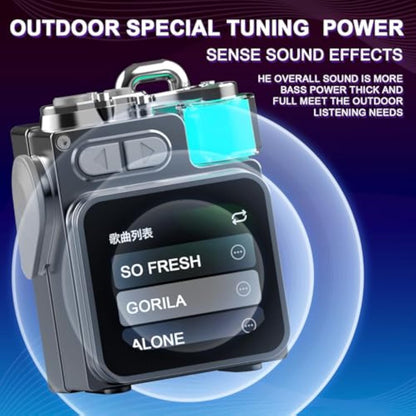 Portable Small Bluetooth Speaker with Touch Screen/HD Sound/LED Lights/Wireless Stereo Pairing/BT5.4, All In One Wireless Mini Speaker for Outdoor/Travel/Home/Shower/Party/Beach/Camping/Hiking