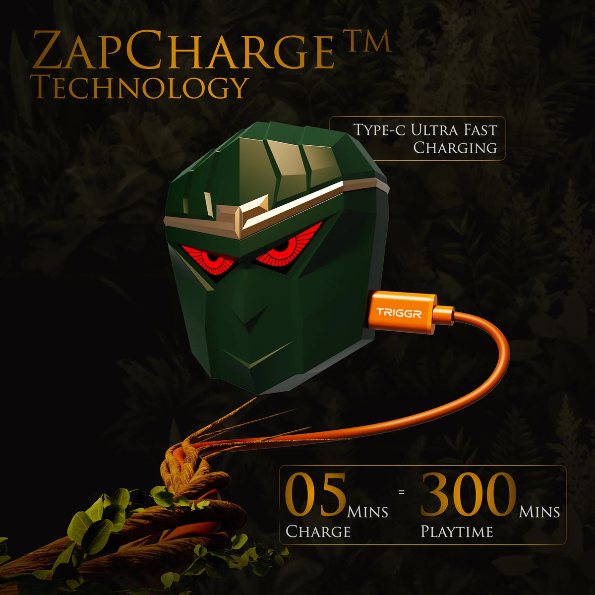 TRIGGR Wukong Gaming TWS with up to 35dB ANC, 4-mic AI ENC, Dual Pairing, 60H Playtime, Monkey-King Design and Latest BT v6.0