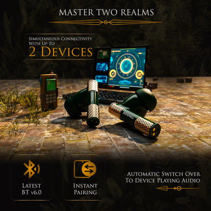 TRIGGR Wukong Gaming TWS with up to 35dB ANC, 4-mic AI ENC, Dual Pairing, 60H Playtime, Monkey-King Design and Latest BT v6.0