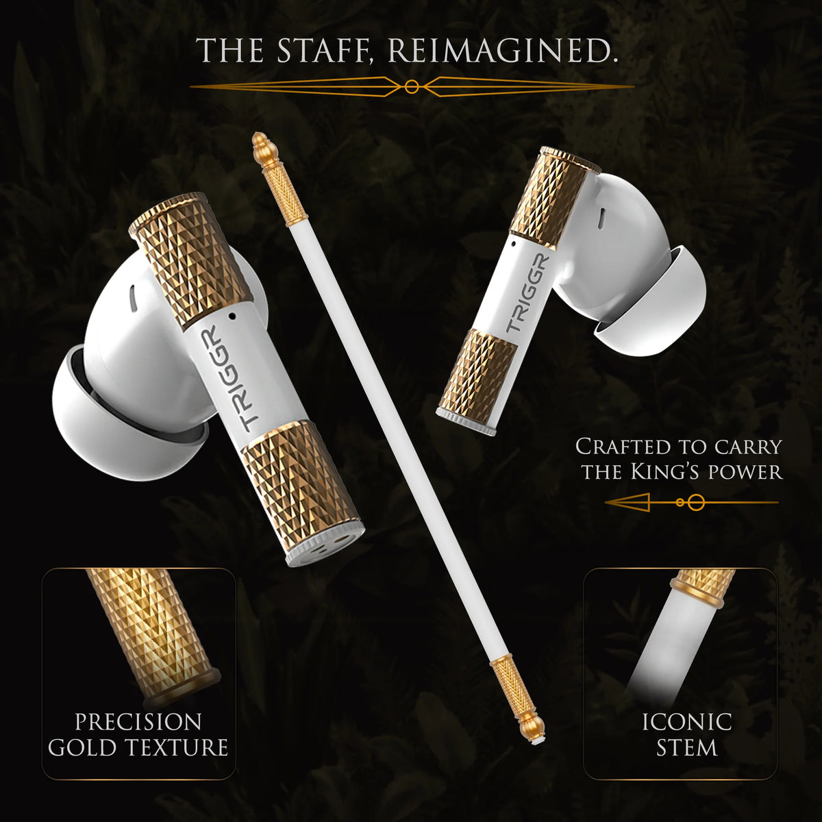TRIGGR Wukong Gaming TWS with up to 35dB ANC, 4-mic AI ENC, Dual Pairing, 60H Playtime, Monkey-King Design and Latest BT v6.0