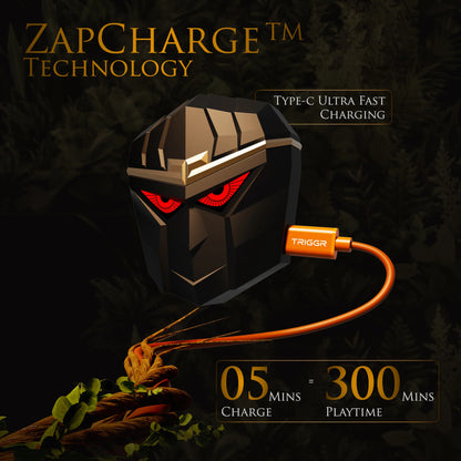 TRIGGR Wukong Gaming TWS with up to 35dB ANC, 4-mic AI ENC, Dual Pairing, 60H Playtime, Monkey-King Design and Latest BT v6.0