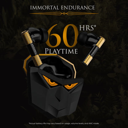 TRIGGR Wukong Gaming TWS with up to 35dB ANC, 4-mic AI ENC, Dual Pairing, 60H Playtime, Monkey-King Design and Latest BT v6.0
