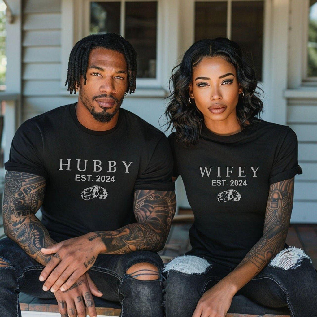 Personalized Couple T-Shirt Set | Custom Name & Photo Printed | Matching Couple Tees