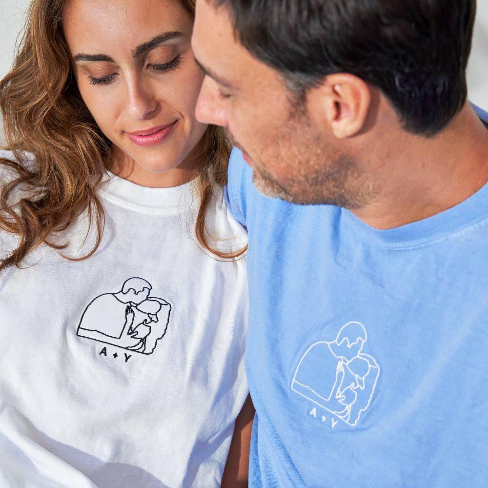 Personalized Couple T-Shirt Set | Custom Name & Photo Printed | Matching Couple Tees