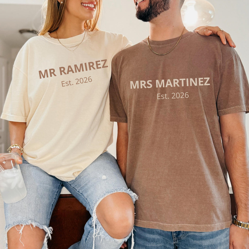 Personalized Couple T-Shirt Set | Custom Name & Photo Printed | Matching Couple Tees