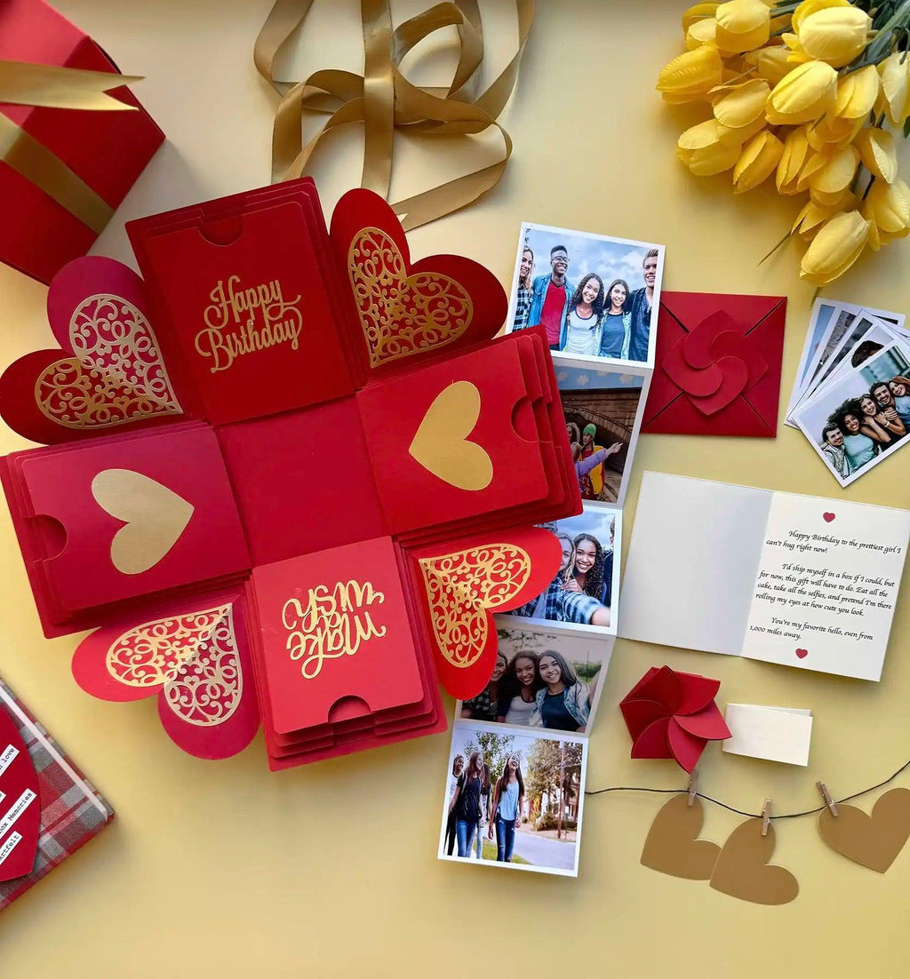 Personalized Explosion Gift Box | Handmade Photo Memory Box | Anniversary, Birthday & Valentine's Gift